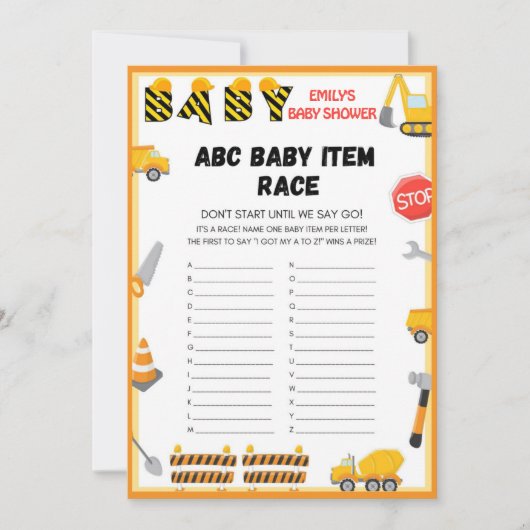 Bau Baby Duschgel - Bearbeitbarer Name - Einladung (Vorderseite)