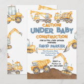 Bau Baby-Duschkabine LKW Party Einladung (Vorne/Hinten)