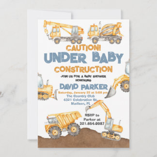 Bau Baby-Duschkabine LKW Party Einladung