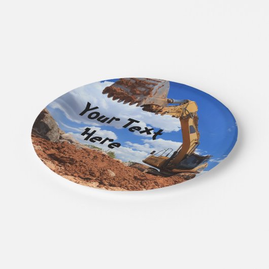 Bau-Bagger Pappteller (Schrägansicht)