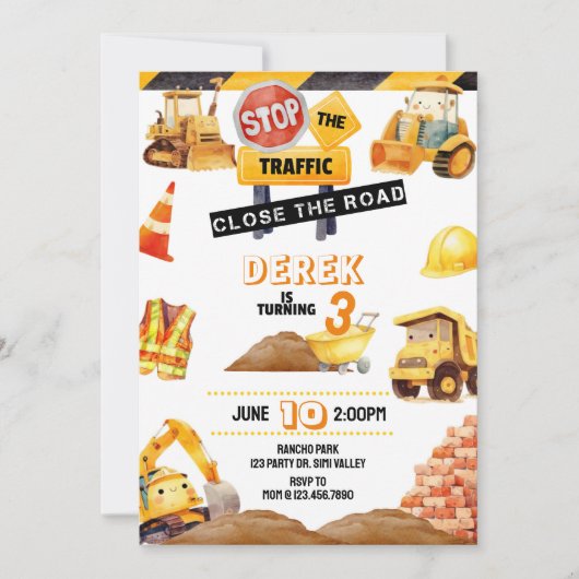 Bau, Bau, Traktor, Einladung (Vorderseite)