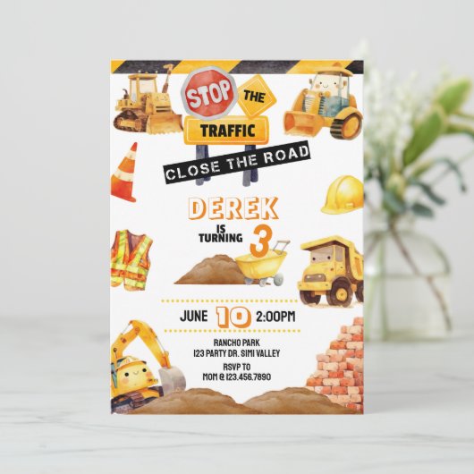 Bau, Bau, Traktor, Einladung (Stehend Vorderseite)