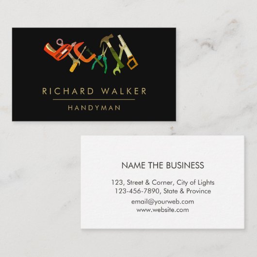 Bau bearbeitet Heimwerker-roten schwarzen Tischler Visitenkarte (Vorne/Hinten)