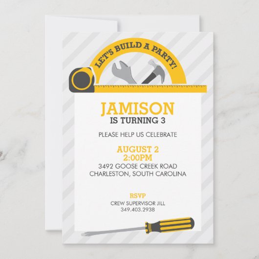 Bau bearbeitet Party Einladung (Vorderseite)