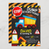 Bau Birthday Boy Chalkboard Dump Truck Einladung (Vorne/Hinten)
