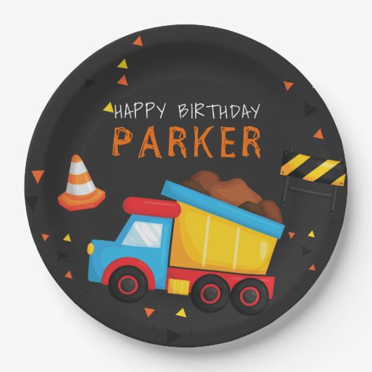 Bau Birthday Chalkboard Pappteller (Vorderseite)