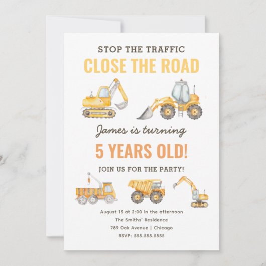 Bau Birthday Dump Truck Party Einladung (Vorderseite)