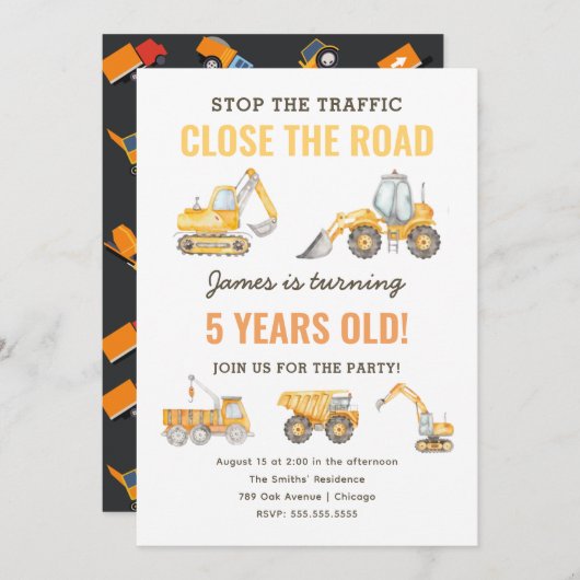 Bau Birthday Dump Truck Party Einladung (Vorne/Hinten)