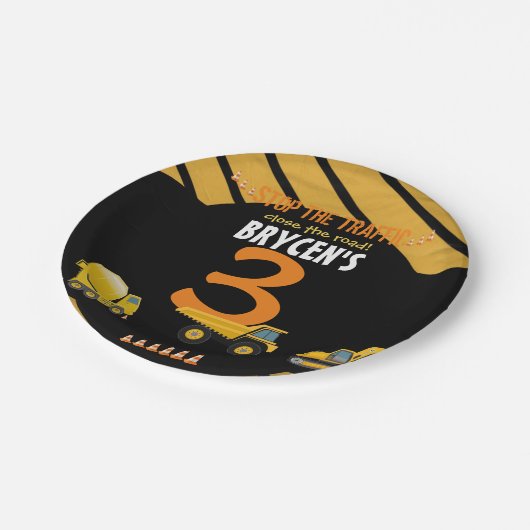 Bau Birthday Dump Truck Party Papiertafel Pappteller (Schrägansicht)