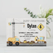 Bau Birthday Truck Einladung (Stehend Vorderseite)