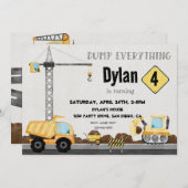 Bau Birthday Truck Einladung (Vorne/Hinten)