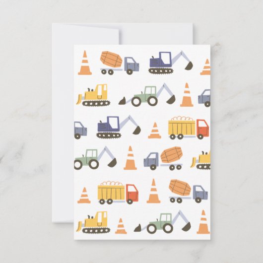 Bau Bulldozer Kinder Klassenzimmer Valentine Mitteilungskarte (Rückseite)