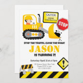 Bau Bulldozer Kindergeburtstag Party Einladung (Vorne/Hinten)