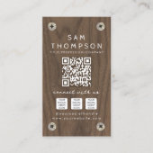 Bau-Carpenter Holz Logo QR Code Soziales Visitenkarte (Vorderseite)