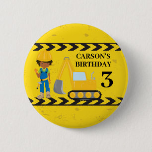 Bau Custom African American Birthday Boy Button