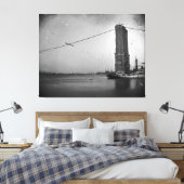 Bau der Brooklyn Bridge-Fotografie Leinwanddruck (Insitu (Schlafzimmer))