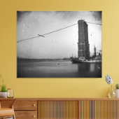 Bau der Brooklyn Bridge-Fotografie Leinwanddruck (Insitu (Wohnzimmer))