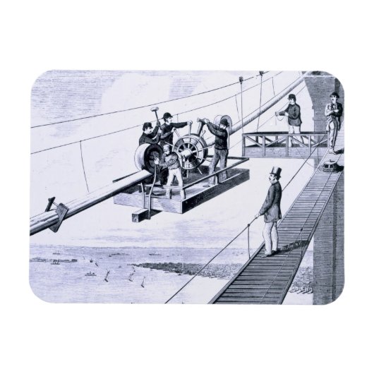 Bau der Brooklyn Bridge, New York (litho) Magnet (Horizontal)
