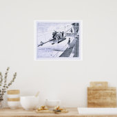 Bau der Brooklyn Bridge, New York (litho) Poster (Küche)