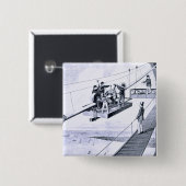 Bau der Brooklyn-Brücke, New York (litho) Button (Vorne & Hinten)
