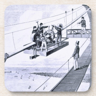 Bau der Brooklyn-Brücke, New York (litho) Getränkeuntersetzer