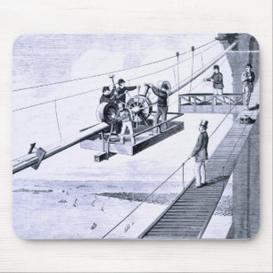 Bau der Brooklyn-Brücke, New York (litho) Mousepad