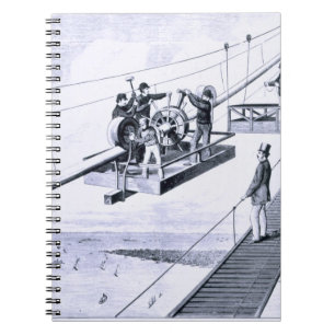 Bau der Brooklyn-Brücke, New York (litho) Notizblock