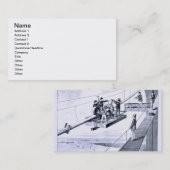 Bau der Brooklyn-Brücke, New York (litho) Visitenkarte (Vorne/Hinten)