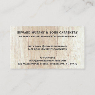 Bau der Carpentry Business Card Visitenkarte