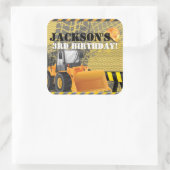 Bau des Birthday Bagger-Party Quadratischer Aufkleber (Tasche)