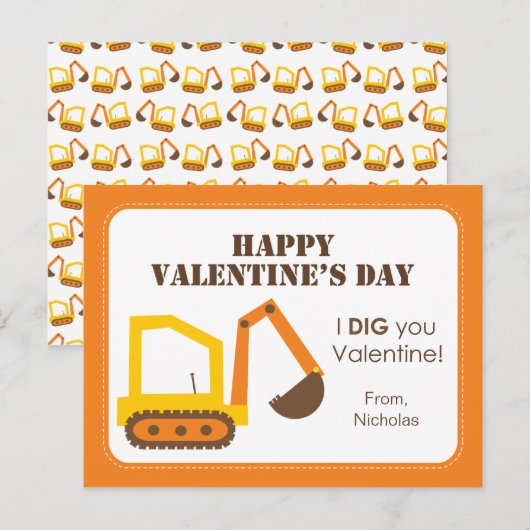 Bau-Digger-Klassenvalentine Feiertagspostkarte (Vorne/Hinten)