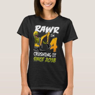 Bau Dinosaurier Rawr Ich bin 4 Jahre alt 4. Bir T-Shirt