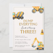 Bau Dump Alles 3 Geburtstag Einladung (Vorderseite)