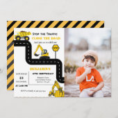 Bau Dump LKW Thema Geburtstag Einladung (Vorne/Hinten)