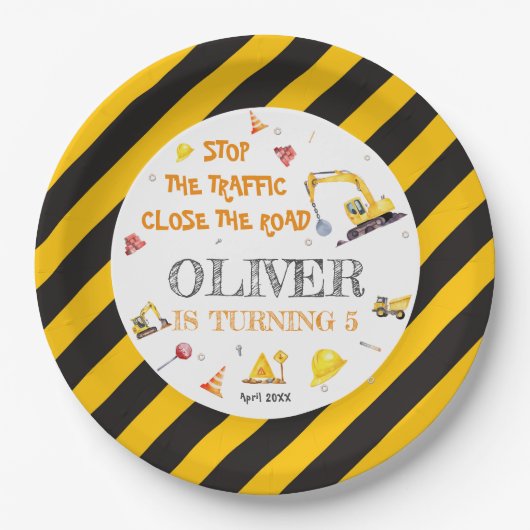 Bau Dump Truck Boy Party Teller (Vorderseite)