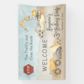 Bau Dump Truck Boy's 3. Geburtstag Party Banner (Vertikal)