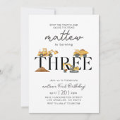 Bau Dump Truck Party Boy 3. Geburtstag Einladung (Vorderseite)