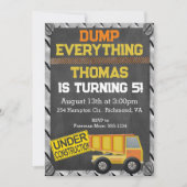 Bau Dump Trunk Geburtstagseinladung Einladung (Vorderseite)