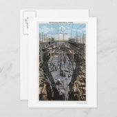 Bau einer Stahlschiff-Szene Postkarte (Vorne/Hinten)