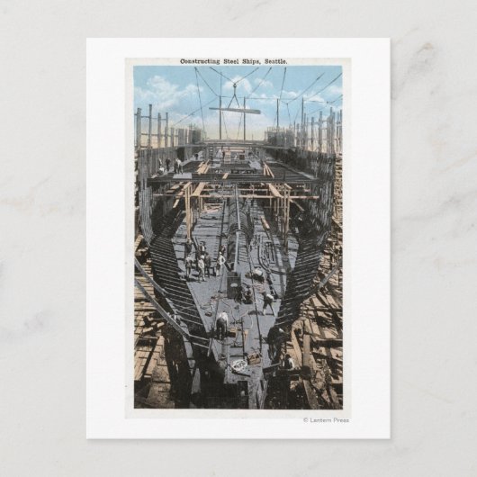Bau einer Stahlschiff-Szene Postkarte (Vorderseite)