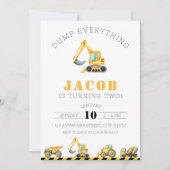 Bau eines Bruttopumpen Truck Digger Bagger Einladung (Vorderseite)