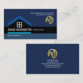 Bau eines Gebäude-Builders mit blauem Dachfenster Visitenkarte (Vorne/Hinten)