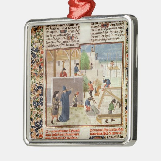 Bau eines Hauses Silbernes Ornament (Links)