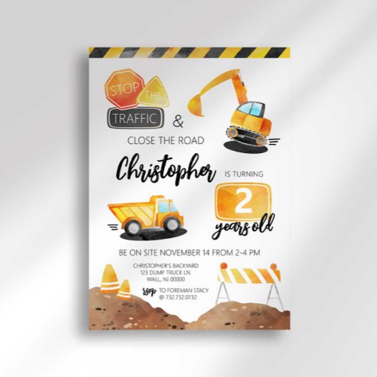 Bau - Einladung zum Geburtstag jedes Alters