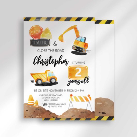 Bau - Einladung zum Geburtstag jedes Alters