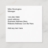 Bau - Einzigartige Visitenkarten für das Design Sq Quadratische Visitenkarte (Rückseite)