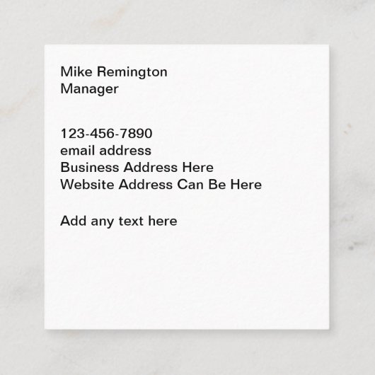 Bau - Einzigartige Visitenkarten für das Design Sq Quadratische Visitenkarte (Rückseite)