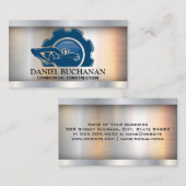 Bau-Erdbewegungs-Logo | Metall Visitenkarte (Vorne/Hinten)