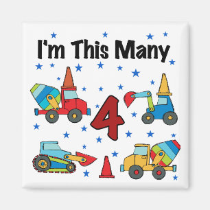 Bau-Fahrzeug-4. Geburtstags-T - Shirts Magnet
