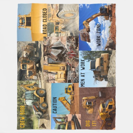 Bau-Fahrzeug-Collage Fleecedecke (Vorderseite)